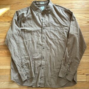 J. Crew Men’s Classic Button Down Tan Twill Shirt, XL